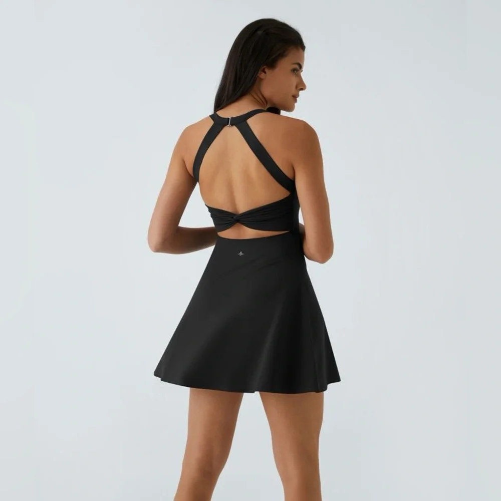 Nwt HALARA black Flare Dance Active Dress-Longer Length-Easy Peezy Edition‎